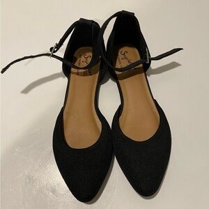 Seychelles Black Ankle Strap Flats